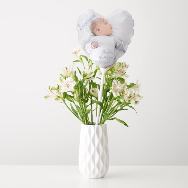 New Baby Boy Custom Photo Heart-Shaped Balloon (Vase)