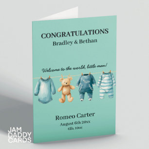New Baby Boy Customisable   Card