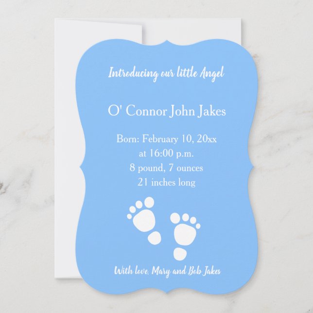 New Baby Boy footprint announcement (Front)