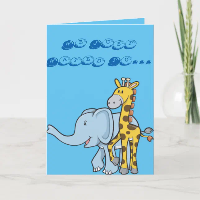 New Baby Boy Giraffe and Elephant Announcement | Zazzle