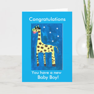 New baby boy giraffe card