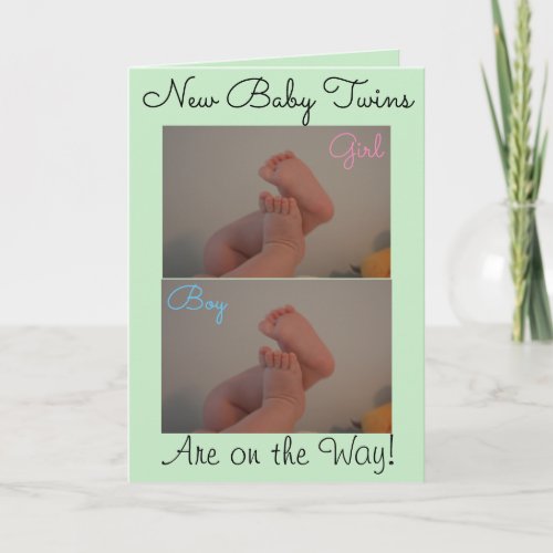 New Baby Boy Girl Twins On the Way PHOTO Card