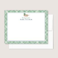 New Baby Boy Mallard Duck Thank You Stationery Note Card