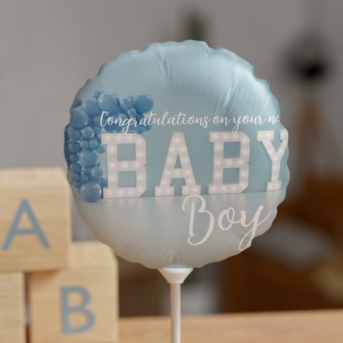 New Baby Boy Modern Blue Congratulations Balloon