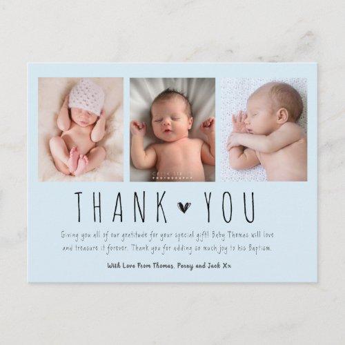 New baby boy modern photo thank you card