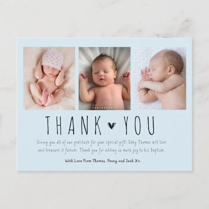 Premium Personalised New Baby Photo Thank You Cards Boy Girl Birth Announcement 