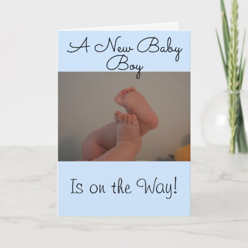 New Baby Boy on the Way Baby Feet PHOTO  Card