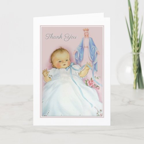 New Baby  Boy or Girl Baptism Catholic Thank You Card