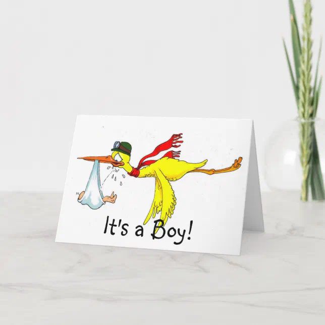 New baby boy Peeing on the stork! Announcement | Zazzle