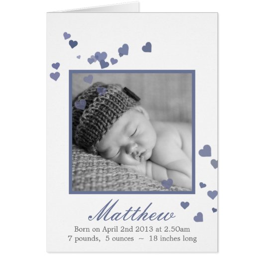 New Baby Boy Photo Birth Announcement (Front)