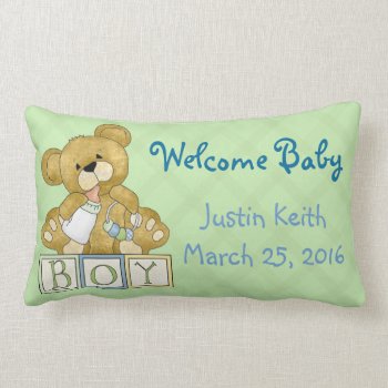 New Baby Boy Pillow by kidsonly at Zazzle