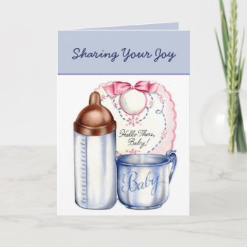 New Baby Boy Sharing Your Joy Retro Vintage Announcement by dbvisualarts at Zazzle