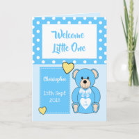 New baby boy Teddy bear blue greeting