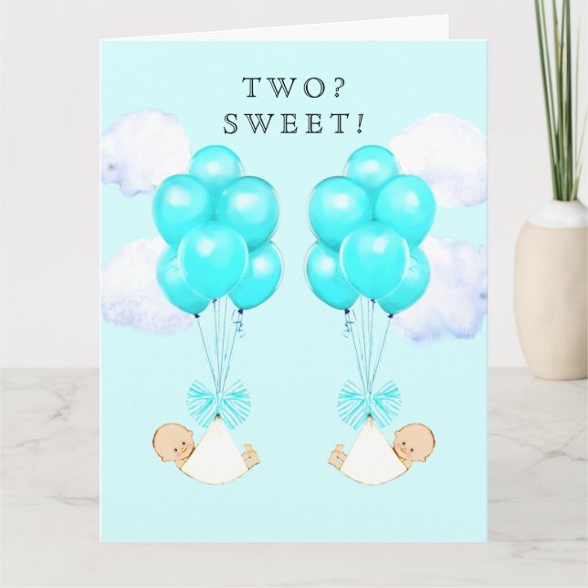 New Baby Boy Twins Card (Front)