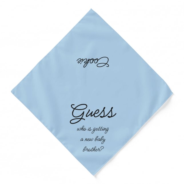 New Baby Brother Script Typography Blue Pet Bandana (Front)