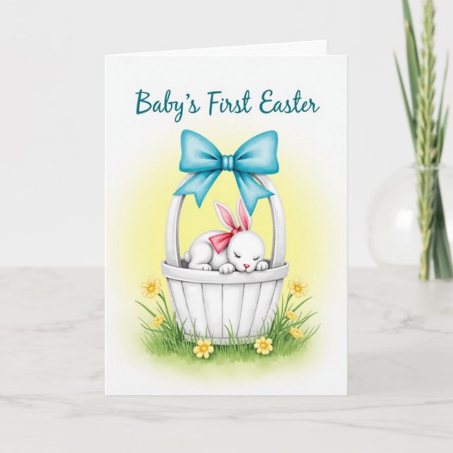 New Baby Bunny Basket Card (Front)