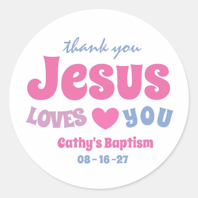 New Baby Christening Baptism Classic Round Sticker (Front)