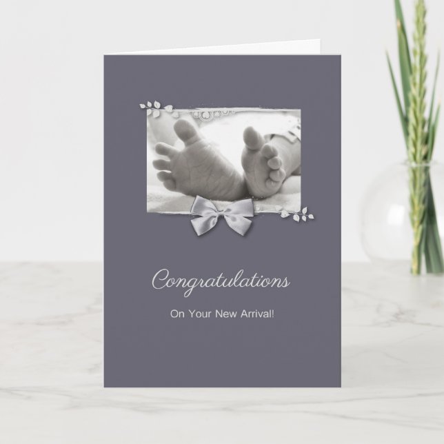 New Baby Congratulations Baby Feet With Ribbon Card (Front)
