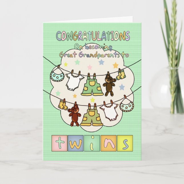 New Baby Congratulations For Great Grandparents - Card (Front)