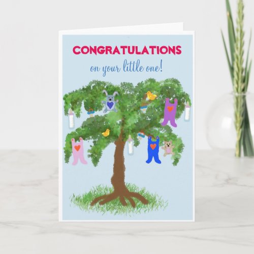 New Baby Congratulations _ Tree with Baby Utesils Card