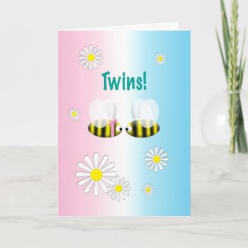 New Baby Congratulations Twins Boy And Girl Card by PamJArts at Zazzle