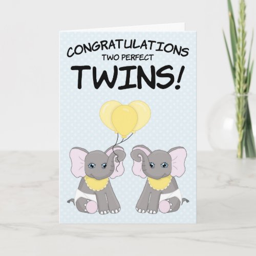 New Baby Congratulations Two Twins Baby Card