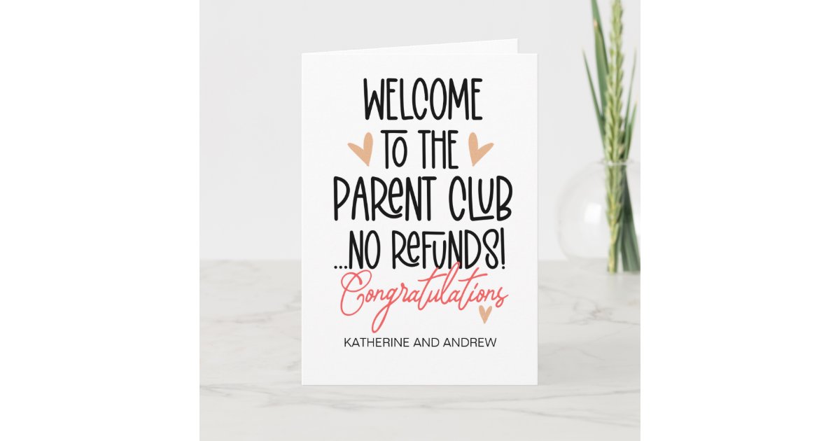 New Baby Congratulations Welcome to Parents Club Card | Zazzle