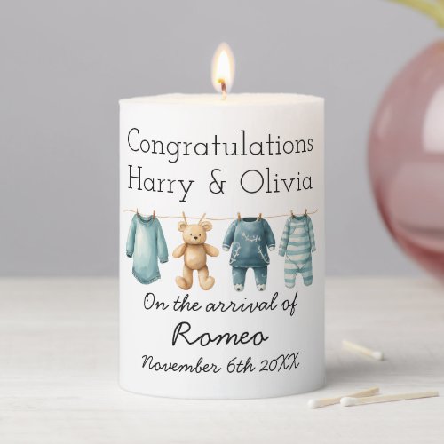 New Baby Customizable Congratulations  Pillar Candle
