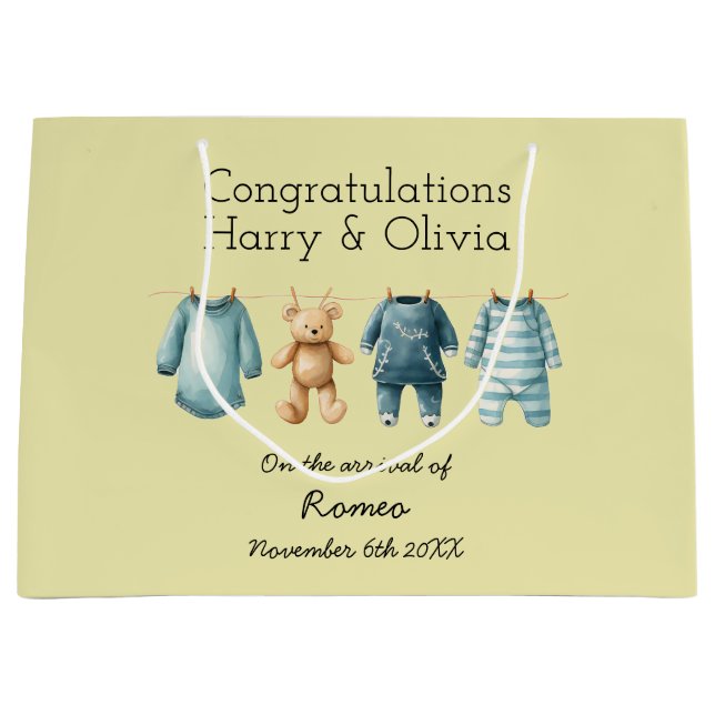 New Baby Customizable  Large Gift Bag (Front)