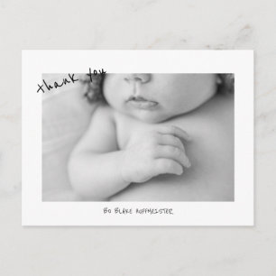 New Baby Cute Font Thank You B/W Photo Postcard