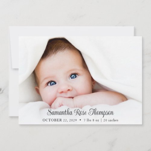 New Baby Elegant Photo Birth Announcement Card