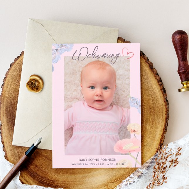 New Baby Elegant Welcome Photo Collage Birth Announcement (Creator Uploaded)