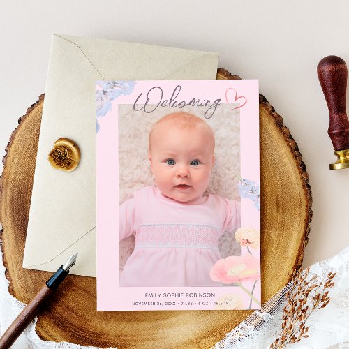 New Baby Elegant Welcoming Photo Collage Birth Announcement