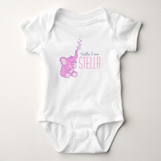 New baby elephant welcome girls name shirt (Front)