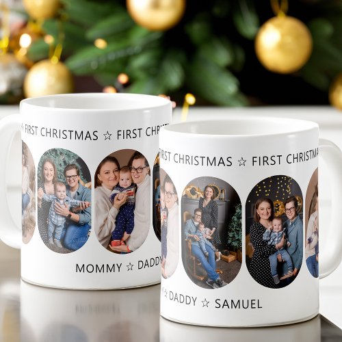 New Baby First Christmas 6 Rounded Lozenge Photo Coffee Mug