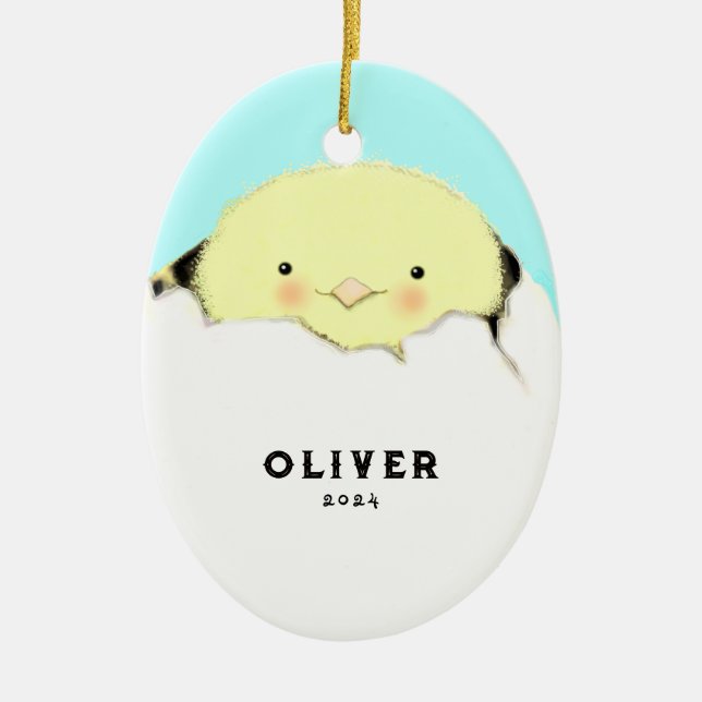 New Baby First Christmas Ceramic Ornament (Front)