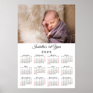 New Baby First Year Photo 2025 Calendar Poster