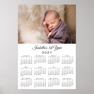 New Baby First Year Photo and Name 2021 Calendar Poster