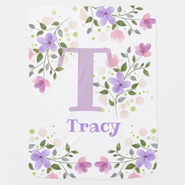 New Baby Floral Design Baby Blanket (Front)