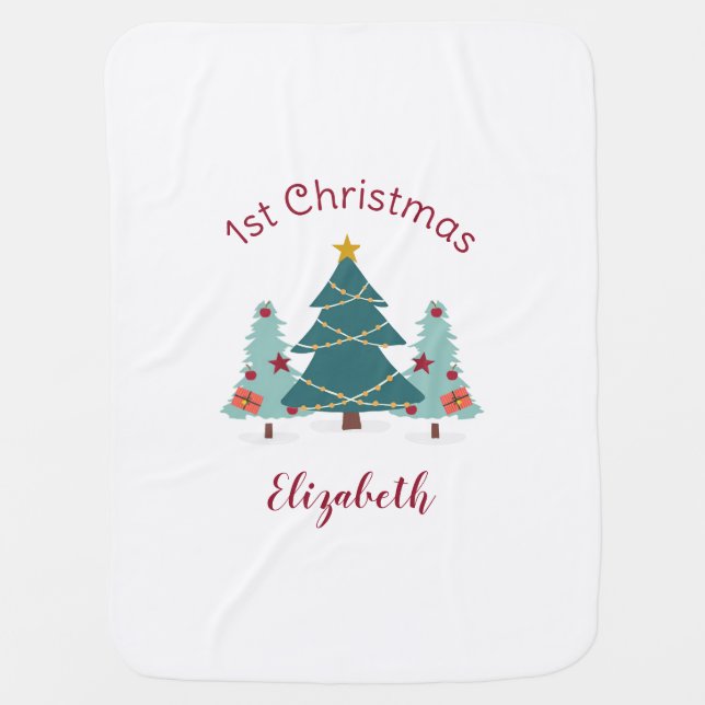 New Baby Gift! 1st Christmas  Blanket (Front)