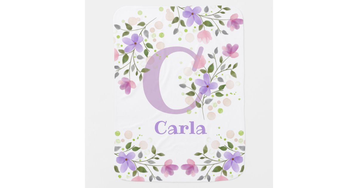 Cute Giraffe Pink Flowers Monogram Name Initial Letter C