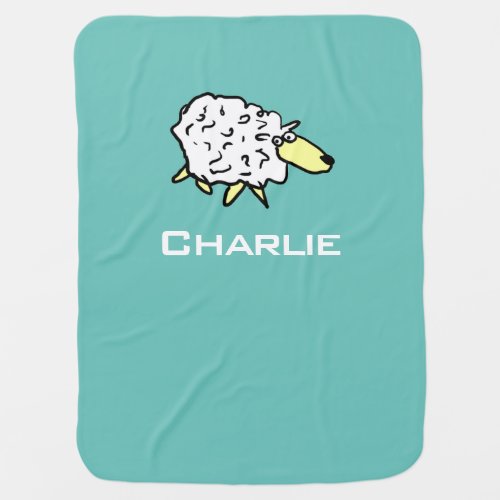 New baby gift Sheep Design Add Choice of Name Baby Blanket