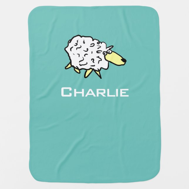 New baby gift. Sheep Design. Add Choice of Name. Blanket (Front)
