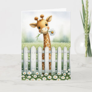 New Baby Giraffe With Daisy Card