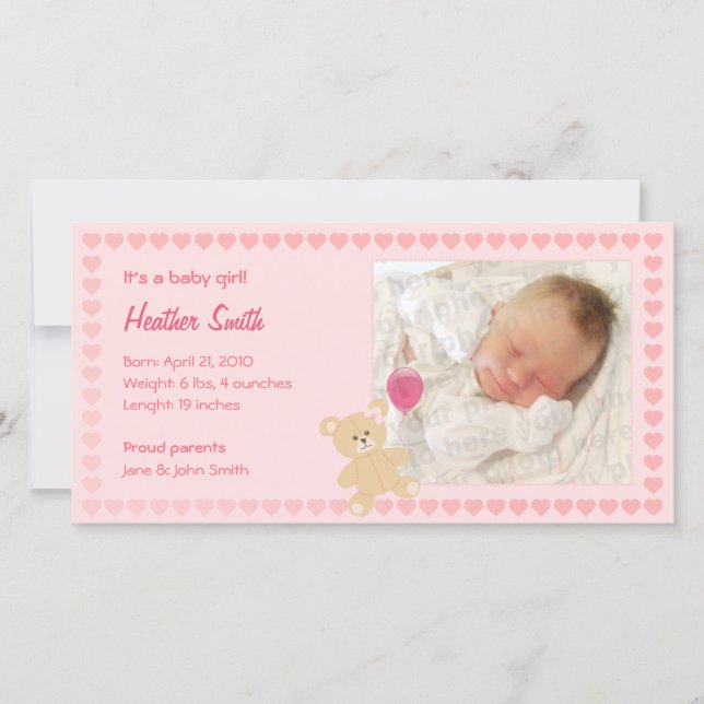 New Baby Girl Announcement (Front)