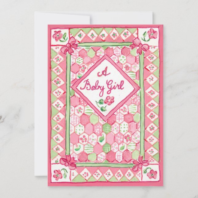 New Baby Girl Announcement Card (Front)