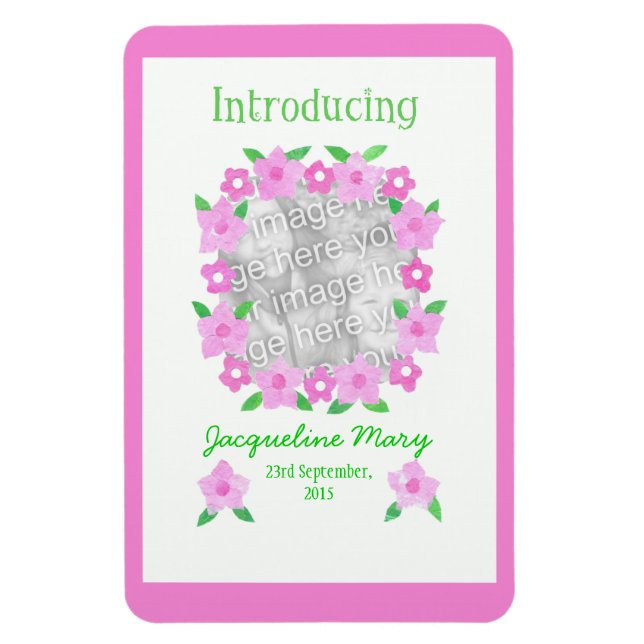 New Baby Girl Announcement Flexible Magnet (Vertical)