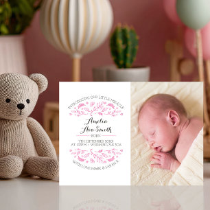 New Baby Girl Announcement – Floral and Soft Pink 