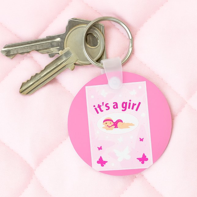 New Baby Girl Announcement Keychain (Creator Uploaded)