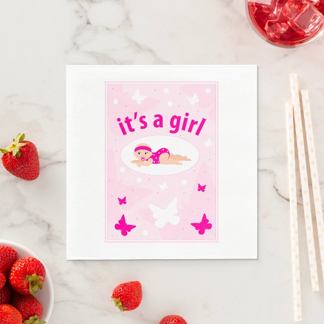 New Baby Girl Announcement Napkins (Creator Uploaded)